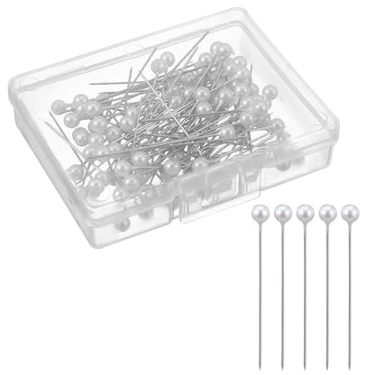 Nogeqi 200PCS Pearl Pins, Floral Pins for Bouquet, 1.5 Inches Straight Pin for Sewing, Crafting, DIY Crafts and Floral Arrangements (White)