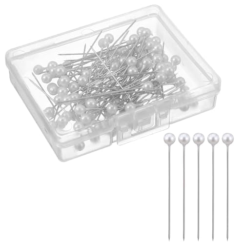 Nogeqi 200PCS Pearl Pins, Floral Pins for Bouquet, 1.5 Inches Straight Pin for Sewing, Crafting, DIY Crafts and Floral Arrangements (White)