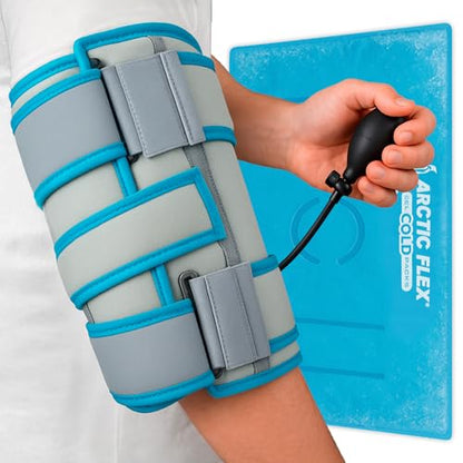 Vive Compression Elbow Ice Pack Wrap w/Inflatable Pump - Pain Relief for Fractures, Tendonitis, Tennis Elbow & Post Surgery Recovery - Adjustable Hot & Cold Therapy Brace - Arctic Flex Gel Technology - style: Compression Ice Pack