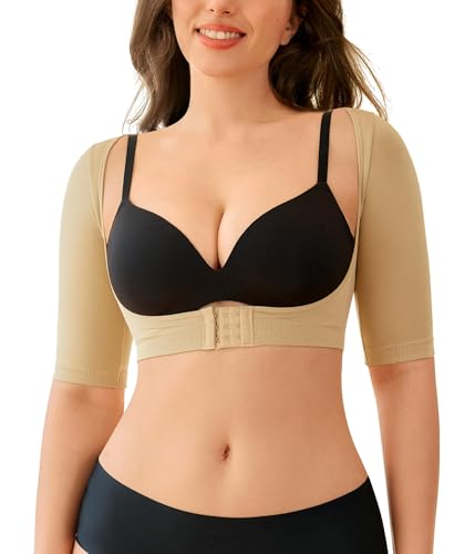 LODAY Arm Compression Sleeves for Women Lipo Upper Arm Shaper Post Surgery Slimming Arm Sleeve - color: Beige, size: Small-Medium