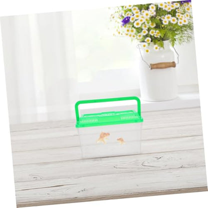 SUPVOX 4Pcs Mini Transparent Fish Tank with Handle Portable Pet Carrier for Small Fish Turtles Lizards Hamsters Lid Aquarium Breeding Box for Home Office Decor