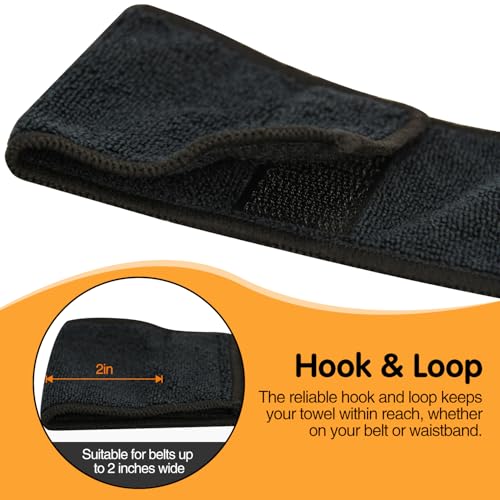 DkOvn Football Towel, Streamer Thin Sports Towel with Hook and Loop Closure, for Drying Hands, Gloves and Football Accessories - color: Black