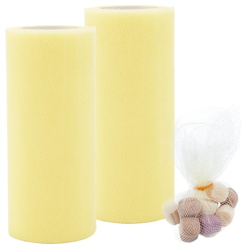 GORGECRAFT 150 Feet 2 Rolls Fishing Spawn Net 6 Inch Wide Yellow Polyester Soft Sac Netting Sack Tulle Mesh Catfish Bait Holder Accessories for Roe Bags Fishing Equipment Skirt Making - color: Yellow