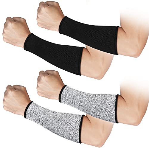 Geyoga 2 Pairs Cut Resistant Sleeve Arm Protection Level 5 Protection Safety Protective Sleeves Arm Protectors for Men Women(9.45 x 4.72 Inches,Black, Gray) - color: Black, Gray, size: 9.45 x 4.72 Inches