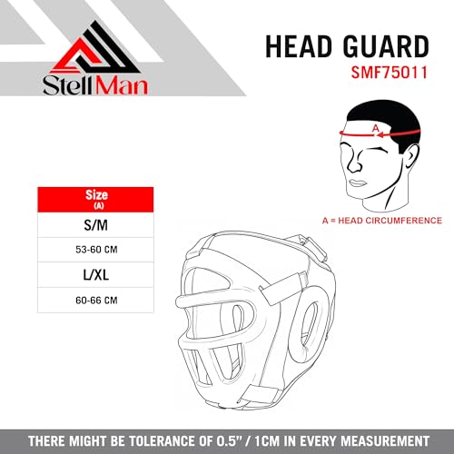 Boxing Headgear for MMA Training, Adjustable Padded Protective Helmet – Muay Thai, Kickboxing, Karate, Taekwondo & Martial Arts Sparring - size: S/M With Grill