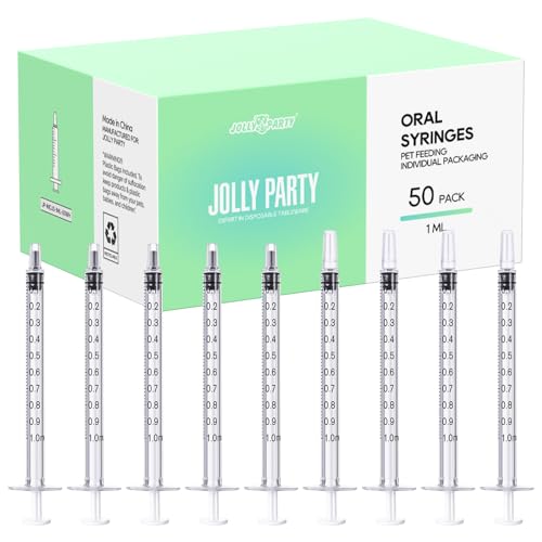 50Pack 1ml Syringes with Caps 1cc Small Oral Syringe Needleless | Plastic Syringe with Tip Cap Individually Wrapped for Scientific Labs, Liquid Measuring, Pet Feeding, Oil & Glue Dispenser - style: 1ml