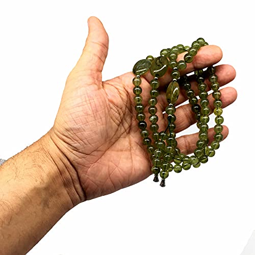-8MM -99 BEADS NECKLACE DHIKR TASBIH COLLECTION- Imitation Acrylic MUSLIM Beads-Tesbih-Tasbih-Tasbeeh-Misbaha-Masbaha-Subha-Sebha (Green Olive-2) - color: Green Olive-2