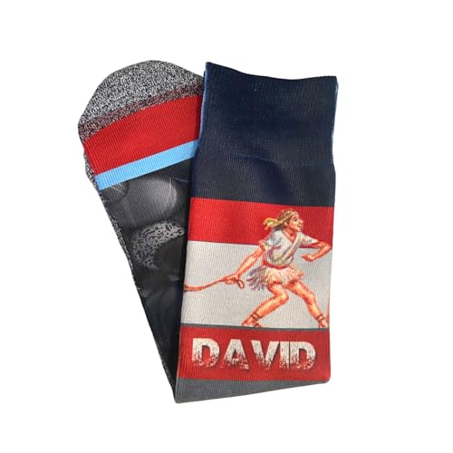 Bible Verse Socks for Women - Christian Crew Socks | Inspirational and Comfortable, Easter Gift Idea - color: David and Goliath