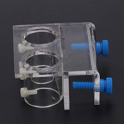 2 PCS Acrylic Aquarium Pipe Clip Clamp Holder, Transparent Acrylic Water Tube Soft Pipe Fixture for Fish Tank Aquarium Holding Doing Pump Soft Hose (Double Hole) - size: Double Hole