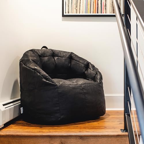 Big Joe Milano Beanbag Chair with Vibe Black Montana Leather - color: Black Montana Leather, size: Milano with Vibe