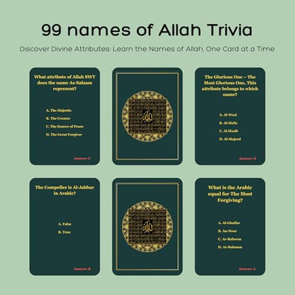 The 99 Names Allah Trivia Cards | Islamic Trivia Card Games | Premium Quality | Magnetic Box | Islamic Gifts for Muslims - style: 99 Names of Allah