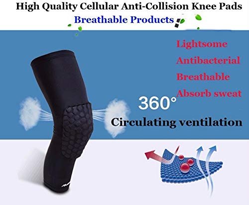 Breathable Basketball Shooting Sport Safety Kneepad Honeycomb Pad Bumper Brace Kneelet Protective Knee pads rodilleras - color: Black, size: X-Large