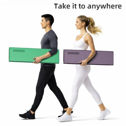 Yoga Mat Thick 10mm, Foldable Yoga Mat 75 x 26 x 0.4 Inches | Portable Workout Mat | Thick Cushioning Surface | Home Gym Exercise Mat | Pilates & Yoga Training - color: Green