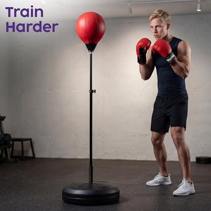 Hurtle Punching Bag with Stand for Adults and Teens, Adjustable Boxing Bag with Premium Gloves, Freestanding Reflex Bag Training Equipment for Home Workout Fitness and Stress Relief - size: 5 FT