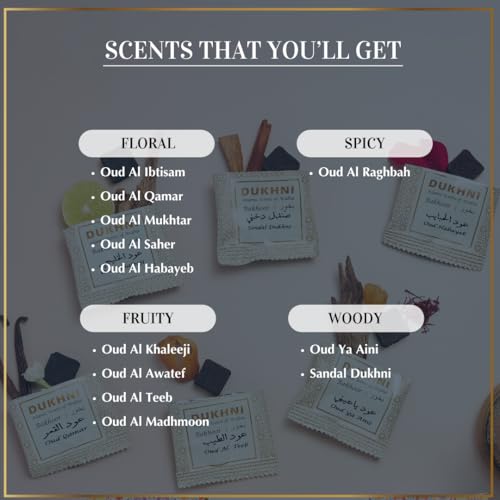 Oud Bakhoor Variety Box with Burner & Ma'amoul Attar Oil Set - 6 Bottles x 6 ml