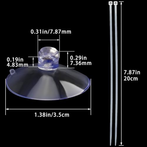 ANCIRS 30pcs 35mm Suction Cups with 50pcs Transparent Zip Ties, Clear | Rubber, Reusable, Easy to Use and Remove, for Home & Kitchen, for Hanging Lightweight Decorations & Organizing Cables - size: 35 mm