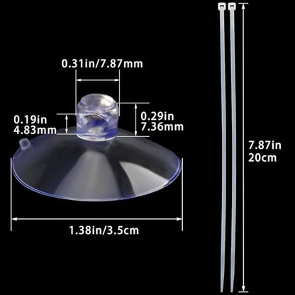 ANCIRS 30pcs 35mm Suction Cups with 50pcs Transparent Zip Ties, Clear | Rubber, Reusable, Easy to Use and Remove, for Home & Kitchen, for Hanging Lightweight Decorations & Organizing Cables - size: 35 mm
