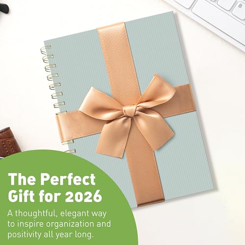 Sweetzer & Orange 2026 Planner – 6" x 8.25" Dated Daily, Weekly & Monthly Calendar Planner – January to December 2026 – Eucalyptus Design with Motivational Stickers, Gold Spiral & Sturdy Paper - color: Eucalyptus