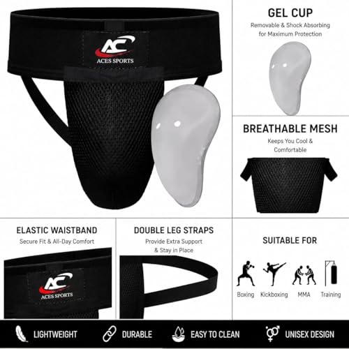 Groin Guard with Gel Cup, Boxing Jockstrap, Kickboxing Groin Guard - size: XL-Waist Size 37-40"