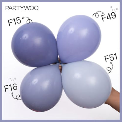 PartyWoo 더스티 블루 풍선 140피스 다양한 사이즈 팩 45.7cm(18인치), 30.5cm(12인치), 25.4cm(10인치), 12.7cm(5인치), 슬레이트 블루 보헤미안 뉴트럴 풍선 아치 키트, 베이비 샤워, 졸업 고양이 토네이도, 생일 파티 장식, 블루-F51 - color: 블루-f51