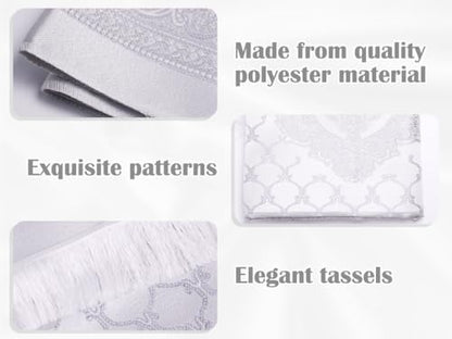 Anlising Muslim Prayer Mat with Prayer Beads and Fabric Bag, Islamic Prayer Mat, Foldable Prayer Rug, Muslim Foldable Prayer Mat, Muslim Prayer Rug, for Muslim, Islamic, Ramadan, Gifts(Gray,110x70CM)