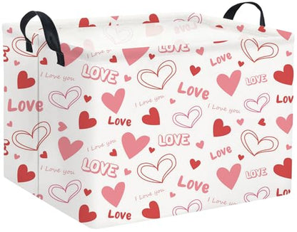 Rectangular Valentines Gift Basket - Pink Love Room Decor - color: Pink Love