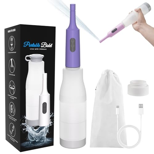 Hibbent Portable Bidet for Travel, High Pressure Electric Handheld Bidet Sprayer, 350-550ML Expandable Bottle for Personal Hygiene, USB-C Rechargeable Waterproof Sprayer for Women & Men, Purple - color: Purple