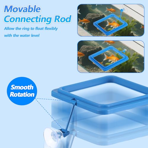 4 Pcs Fish Feeding Ring for Aquarium, Square and Round Floating Aquarium Food Feeder for Betta and Goldfish Turtle & Small Fishes, Fish Tank Accessories for Efficient Feeding Management