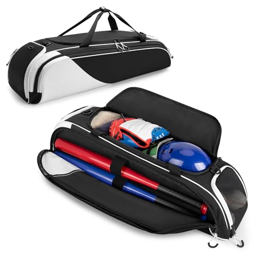 DSLEAF Youth Baseball Duffle Bag for 2 Bats, Small Softball Gear Bag with Separate Shoe Compartment for Youth Baseball Gear & Equipment