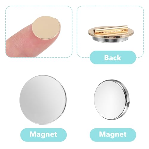 8 Pairs Magnetic Pin Backs - Invisible Metal Backs for Thin Fabric Strong Magnetic Brooch Converter for Hijab, Shawl, Scarf, Enamel Pins, and Clothes (4 Gold, 4 Silver)