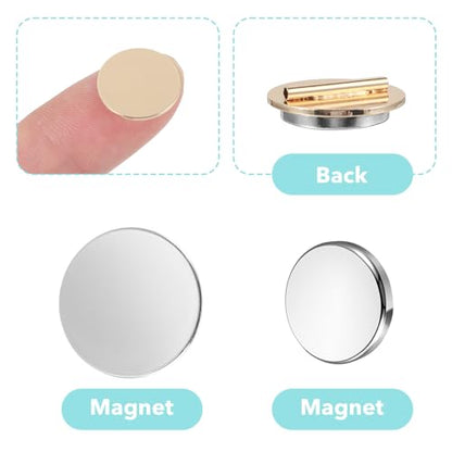 8 Pairs Magnetic Pin Backs - Invisible Metal Backs for Thin Fabric Strong Magnetic Brooch Converter for Hijab, Shawl, Scarf, Enamel Pins, and Clothes (4 Gold, 4 Silver)