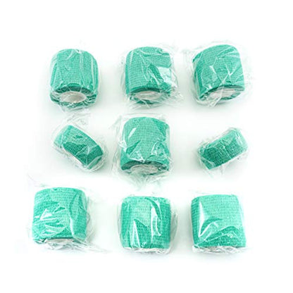 FRESINIDER 9 Rolls Self Adhesive Wrap Athletic Tape Gauze, Breathable Elastic Cohesive Bandage for Sports Injury & Pet (7 Pcs 2" x 5 Yards + 2 Pcs 1" X 5 Yards) (Green) - color: Green