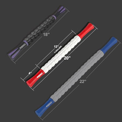 Muscle Roller Massage Roller Stick- Deep Tissue Fascia Blaster for Myofascial Pain Relief, Lymphatic Drainage & Body Sculpting, Handheld Physical Therapy & Recovery Tool (Red White inch) - color: Red White