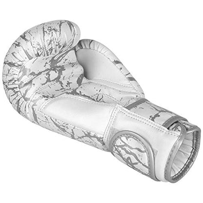 Athllete Boxistar Boxing Gloves - Men's & Women's, 8 oz to 16 oz with Optimal Padding - color: White/Metallic Silver, size: 12 oz