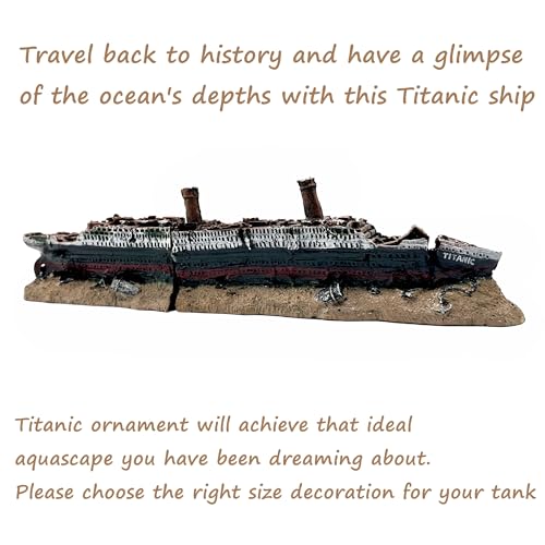 M2cbridge Antique Roman Column Ruins European Castle Aquarium Decorations Fish Tank Hideout Rocks(Titanic Shipwreck) - color: Titanic Shipwreck