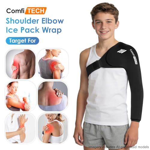 ComfiTECH Reusable Shoulder Arm Ice Pack Wrap for Pitcher & Recovery, S | Flexible Gel Ice Pack for Shoulder & Elbow & Arm Cooling, Adjustable Arm Cold Sleeve for Throwing Athletes & Muscle Comfort - size: Small, style: Black