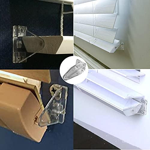 4pcs Hold Down Bracket for 2" Blinds Bottom Rail Hold Clips Clear Plastic with Install Screws - size: 2inch