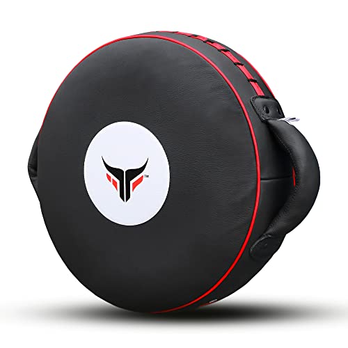 Mytra Fusion Boxing Mitt - Leather Strike Pad, Black, Boxing, MMA, Muay Thai, Kickboxing