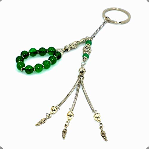 Keychain & Rosary Collection -Car Key Chain-Handbags Holder - color: (8 Mm-green Aventurine Stone)