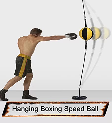 Double-End Punching Bags Wall Mount Boxing Bag Kit, Inflatable Reflex Bag, Speed Bag Hanging Boxing Equipment for Home Gym 32in Adjustable Cords, Stress Relief Exercise Equipment Boxing Striking