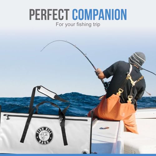 Flat PVC Tarpaulin Insulated Fish Cooler Kill Bag - Waterproof Fishing Cooler Bag with Easy Grip Carry Handles - Portable Soft Cooler - 3 Sizes - size: (70 QT) 40" x 18"