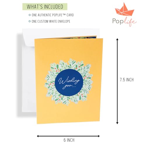 PopLife Wishing You Peace & Joy 3D Pop Up Handmade Greeting, Blank Merry Christmas Card, Small Stocking Present for Friends and Family, Holiday Wishes - color: Wishing You Peace & Joy