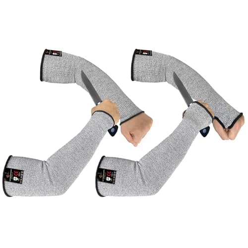 Evridwear Protective Arm Sleeves Cut Resistant Farmers Sleeves for Men Work, Gardening, Farming, Arm Protectors for Thin Skin and Bruising (Large, Grey No&with Thumb Hole) 2 Pairs - color: Grey With&no Thumb Hole 2 Pairs, size: Large