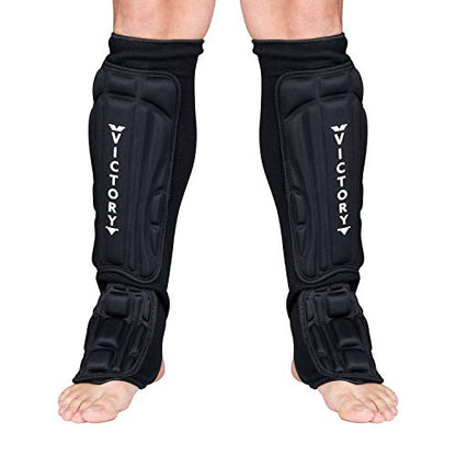 Kickboxing, Muay Thai MMA Martial Arts Shin Guards, Instep Guard Sparring Protective Leg Shin Foam Kick Pads for Kids and Adults - size: X-Small