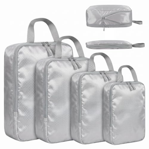 LANSKLBD 4/6/8 Set Packing Cubes for Suitcases Travel Luggage Packing Organizers,Travel Accessories Essentials Luggage Organizer with Shoe/Tioletry/Laundry Bag (Grey, 4 set) - color: Grey, size: 4 set