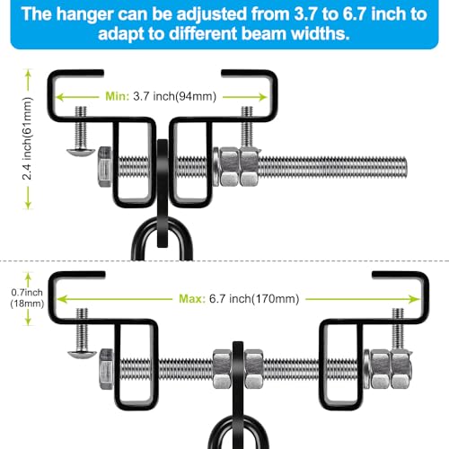 Punching Bag Hanger for I Beam 880 LBs Capacity Heavy Bag Mount Width Adjustable Boxing Bag Holder & Steel Beam Clamp for Beam - color: Beam Hanger & Carabiner (2 Pack)