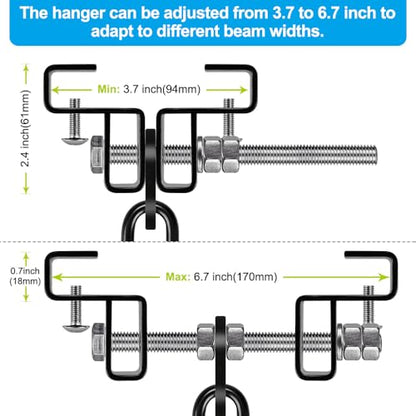 Punching Bag Hanger for I Beam 880 LBs Capacity Heavy Bag Mount Width Adjustable Boxing Bag Holder & Steel Beam Clamp for Beam - color: Beam Hanger & Carabiner (2 Pack)