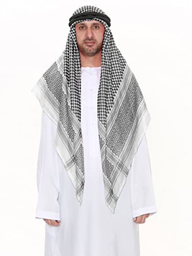 JPXH Arab Tactical Desert Headwear Muslim Palestinian Scarf Men's Halloween Costume Accessories - color: Black1