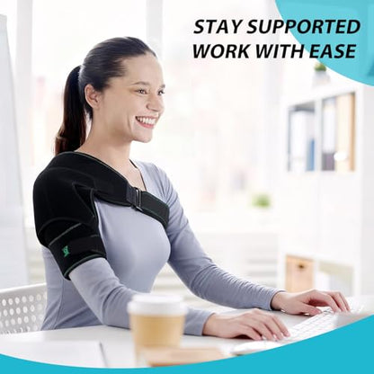 Shoulder Ice Pack Brace for Rotator Cuff, Swelling & Post-Surgery Recovery | Reusable Hot & Cold Gel Pack Adjustable Compression Strap Soft Skin-Friendly Fabric
