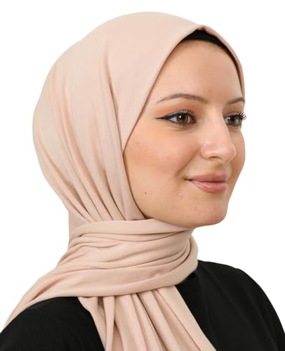 Prien Hijab for Women Viscose Scarf Lightweight Muslim Hijabs Long Shawl Islamic Scarves Turkey Silk Headscarf for Womens - color: Beige